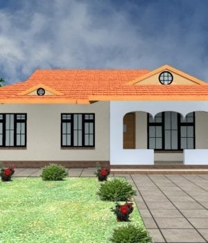1049 B 49 RENDER 1 3 Bedroom bungalow house plan